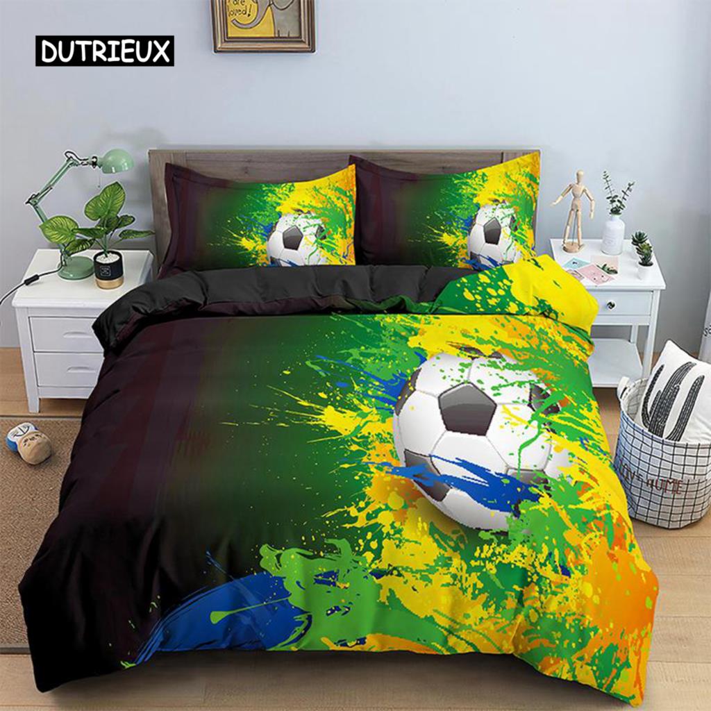 Football Bedding Set Printing Pillowcase Quilt Cover Soccert Duvet Covers Home Textiles Queen King Size Bed for Kids Teens Men