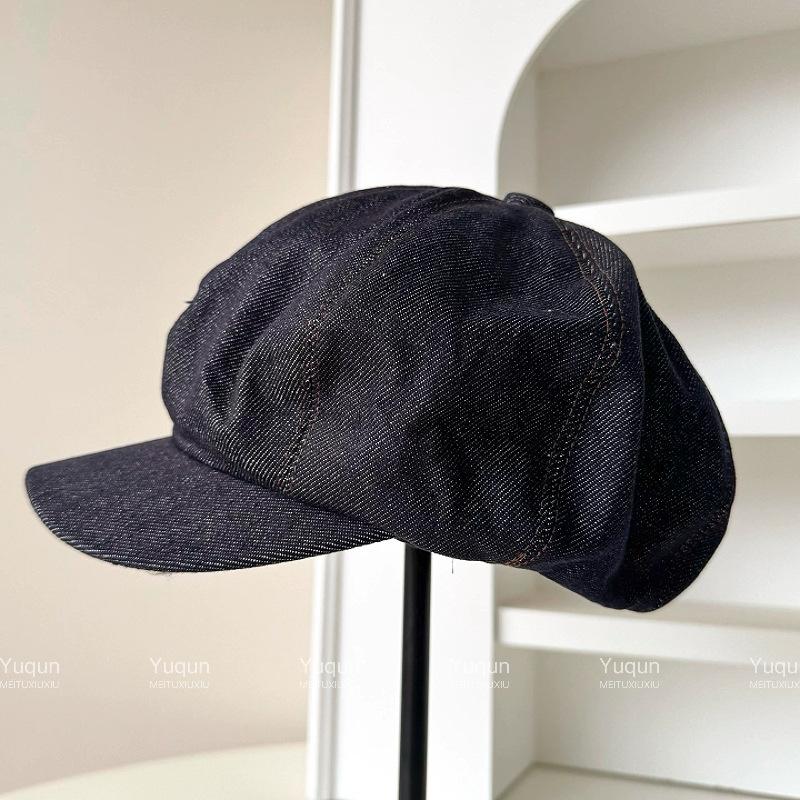 Street cowboy octagonal hat women British retro duck tongue newsboy hat versatile casual face little painter hat