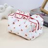 Large Capacity Ruffle Makeup Bag Cherry Printed Wash Storage Bag Sweet Toiletry Organizer  Skincare