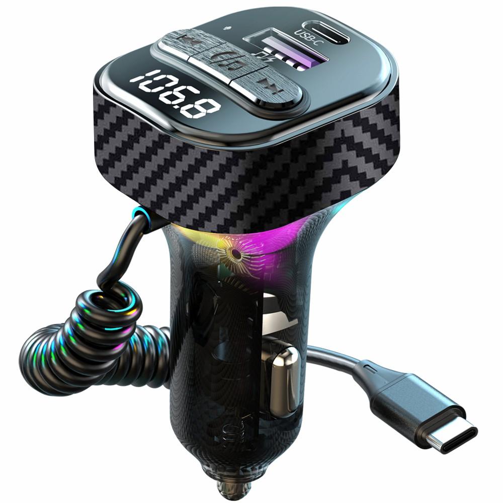 

C52 Bluetooth-compatible Car MP3 Player FM Transmitter Type-C+QC3.0 USB Car Charger with PD 30W Type-C Cable Type A