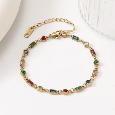 Colored Zircon Stainless Steel Bracelets Shiny Luxurious Niche Original Design Women's Wrist Accessories Bulk Supply