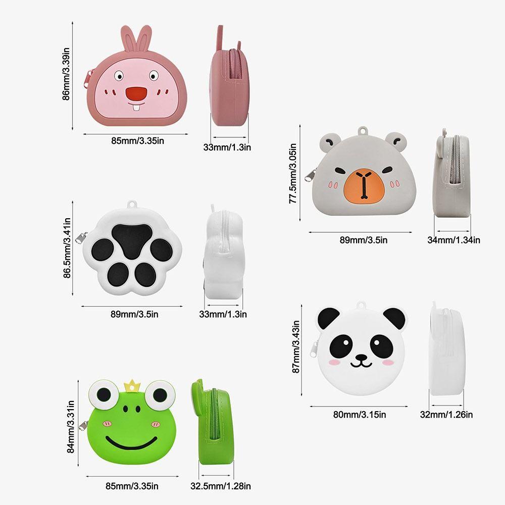Creative with Zipper Coin Purse Waterproof Cartoon Animals Storage Bag Silicone Portable Mini Wallet Childre Birthday Gift