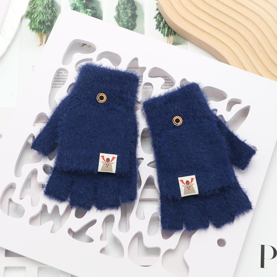 Zimní bezprsté rukavice s odklápěcím vrškem v korejském stylu - Unisex, kreslený design, kompatibilní s dotykovou obrazovkou, ideální pro psaní a ťukání