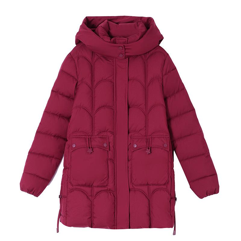 Down cotton-padded jacket Long hooded loose cotton-padded jacket with fleece and thickened cotton-padded jacket