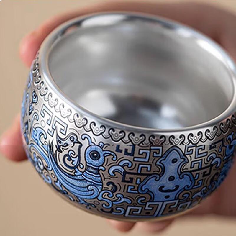 Tao Ding Xuan Blue & White Gilt Silver Teapot Set