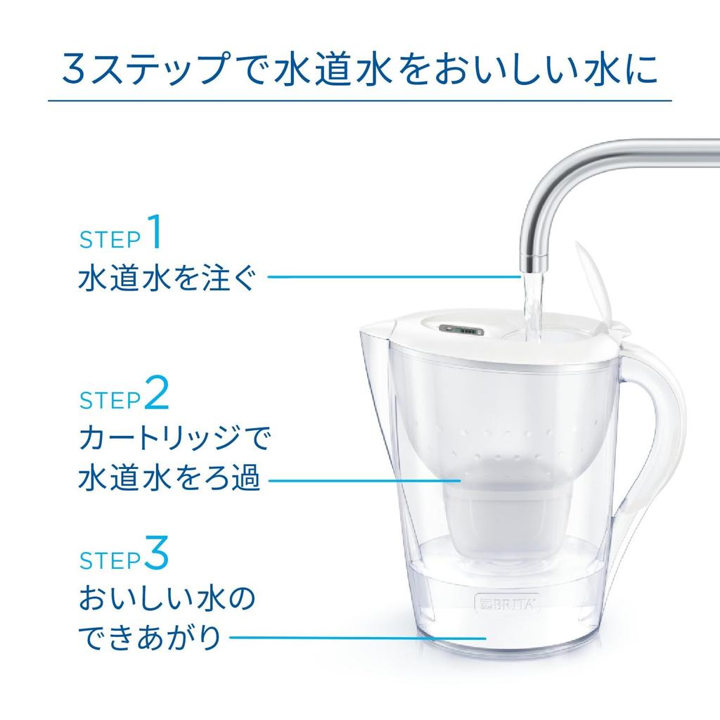 BRITA Water Removal Filtered Water Capacity Total Japanese Includes 3 Marella MaxtraPro Pure Performance Cartridges Filter, Jug-Style, PFOS/PFOA