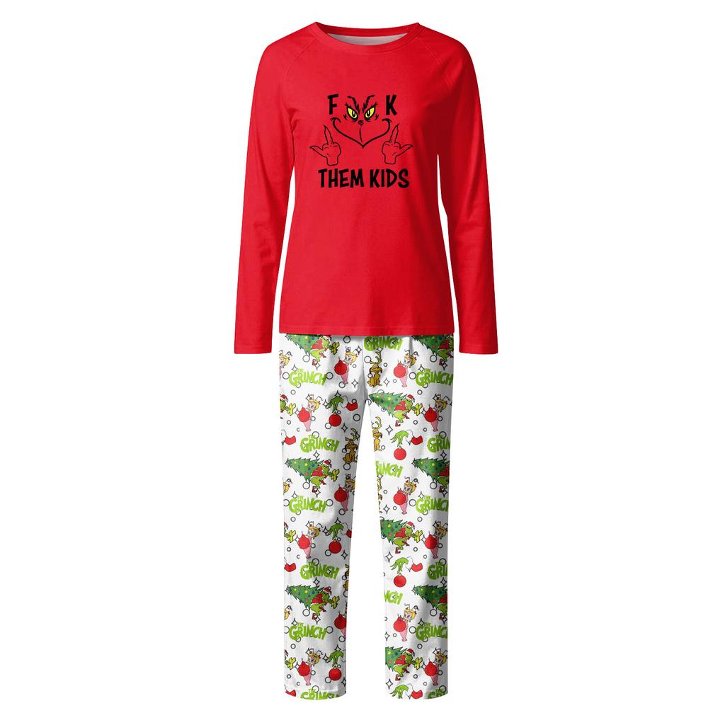 Print Cute Family Set Pajamas, Home Clothes, Family Set Long Sleeve Top Pants Set