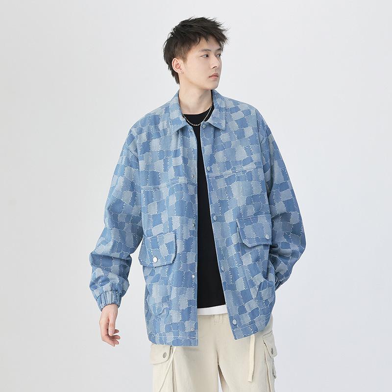 

Куртка Tooling Jacket Мужская весна и осень в стиле Гонконга, повседневная, свободная, с лацканами, модная джинсовая куртка Ruffian, красивая мужская одежда S