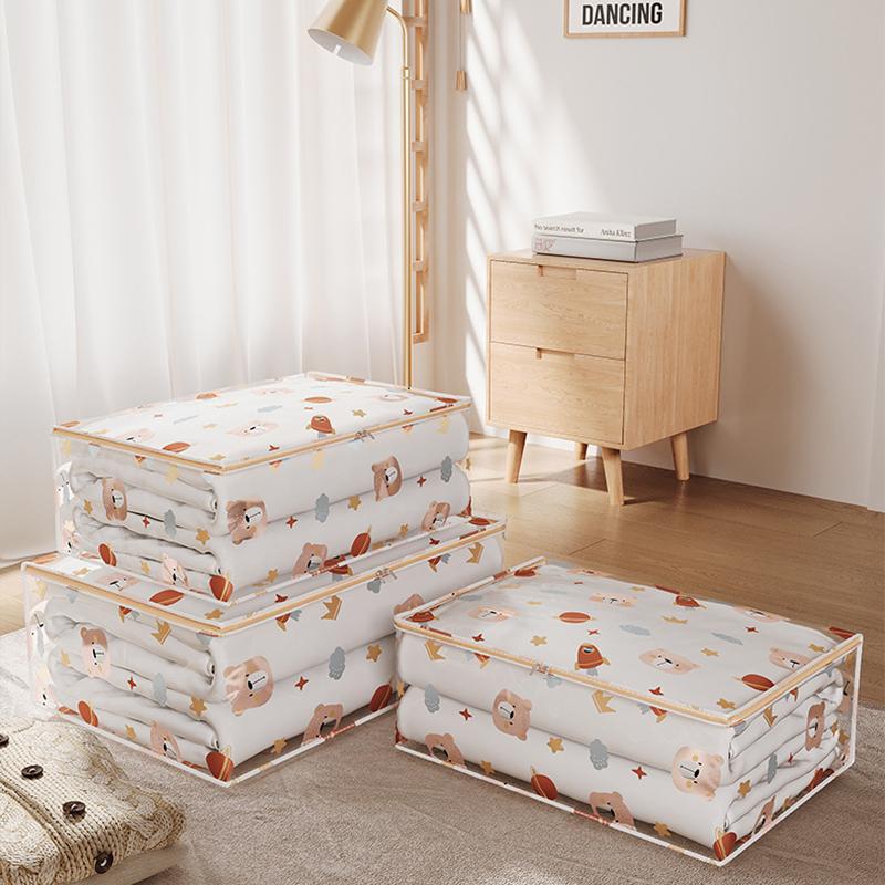 Large Capacity Household Clothes Organizer Dustproof Waterproof Transparent Quilt Bag New Printed Three-Dimensional Storage Bag