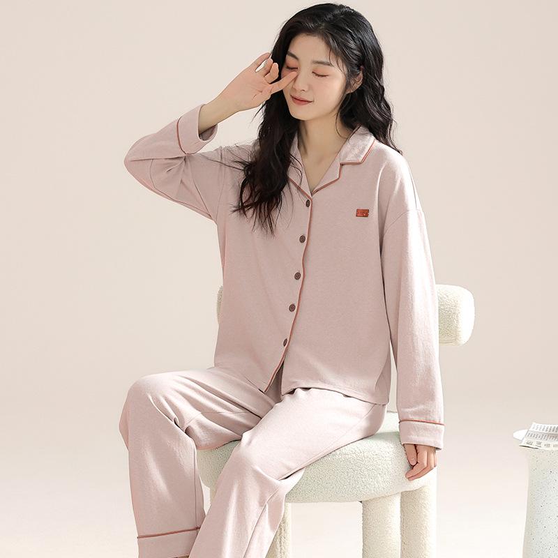 

Women s 100% Pure Cotton Pajamas - Long Sleeve, Loose Fit, Plus Size, Lapel Cardigan Style for Autumn & Winter 3XL (Suggested Weight: 160-180 lbs)