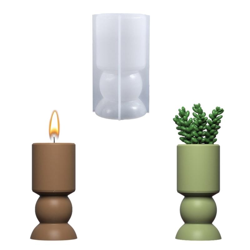 Unique Candle Holder Molds Crafting Molds Round Shape Candle Base Moulds Silicone Texture for Crafting Candlesticks