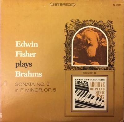 LP Record EDWIN FISCHER - Edwin Fisher Plays Brahms Sonata No X920 Everest 1967 US Classical Used
