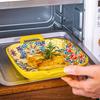 Bohemian Modern Ceramic Plates with Handle Salad Plate for Home Serving Dinnerwaren Boho Colourful Ceramics Plate