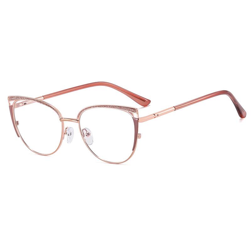 Blue Light Blocking Women's Prescription Reading Glasses Spring Hinge Glitter Eyeglasses 2025 Transparent Fashion Eyewear