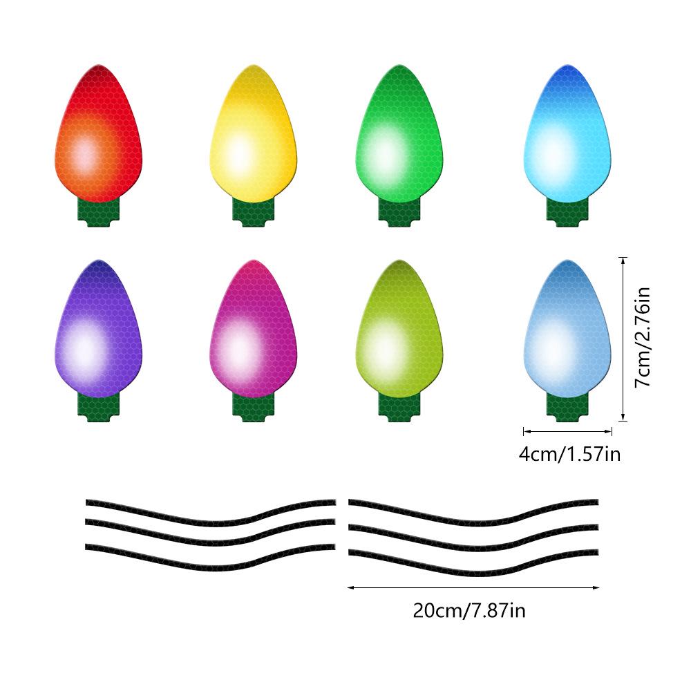 RFM028 Christmas Light Bulbs Magnetic Honeycomb Grid Reflective Stickers for Car, Refrigerator, or Garage Door
