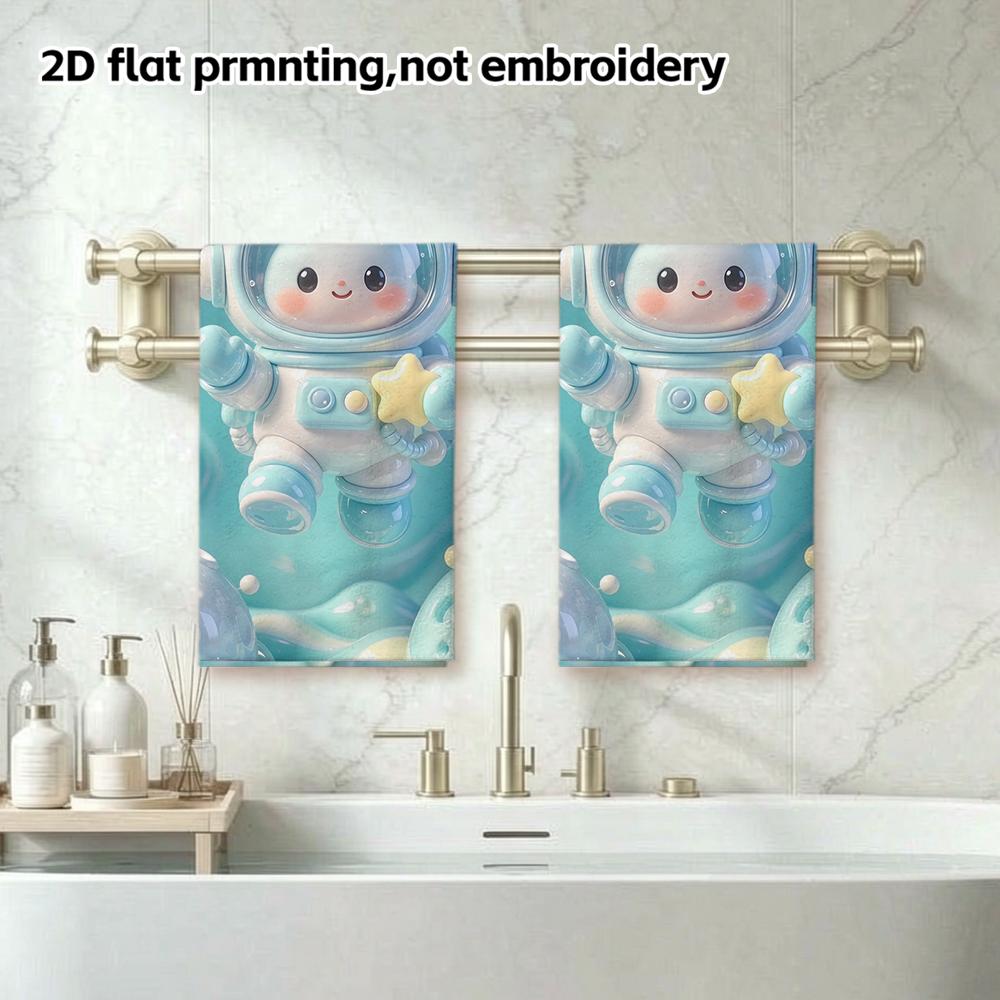 Cute Astronaut Space Print Towel, Fast Absorbent Soft Face Towel, Lightweight Bath Towel for Kids