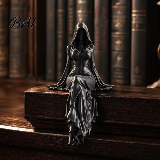 Elegant Gothic Bookshelf Decor 3D Printed Reaper Goddess Figurine, Ethereal Hooded Figure Sculpture, Dark Girl Sculpture Fantasy Statue Collectible