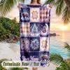 Teddy Bear Theme Beach Towel Personalized Custom Name & Text Soft Quick Dry Beach Towel for Swimming Travel