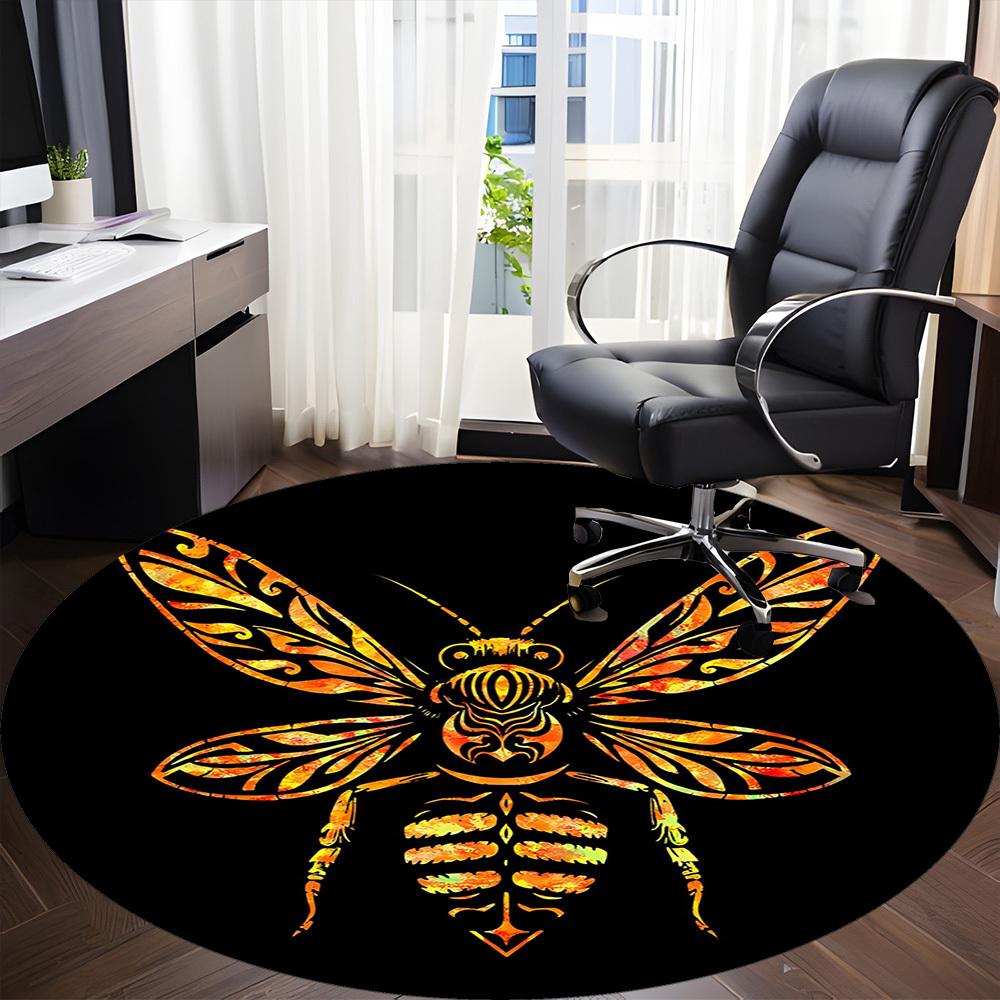 1 Stück Biene Kunst Büro Runder Teppich, Matte Geeignet Für Büro, Unter Bürostühlen Schlafzimmer Wohnzimmer Heimdekoration, Zimmer Deko