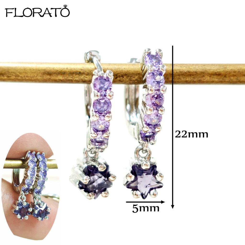 925 Silver Needle Elegant Purple Earrings Exquisite Small Hoop Earrings for Women Fashion Puncture Jewelry Accessories
