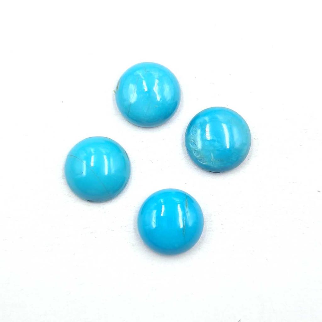 Natürlicher Sleeping Beauty Türkis Runder Cabochon Lose Edelsteine 4 Stück 10 MM 12 CT Für Schmuckherstellung
