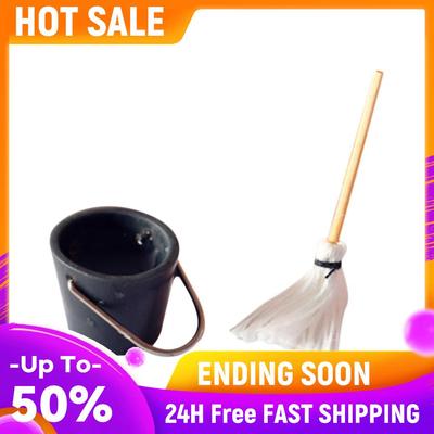 Mini Mop Bucket Dollhouse Decoration Safe Simulation Decoration Props Reusable  for Doll House Accessories
