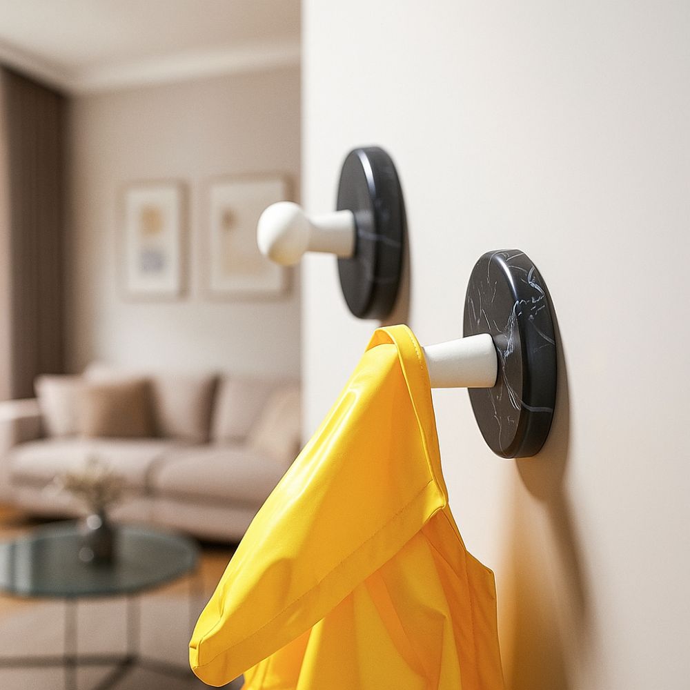 Multifunctional Self-Adhesive Suction Cup Door Hook Removable Wooden Towel Rack Stable Key Hook Bathroom