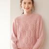 Women's 2025 Autumn/Winter Cashmere Sweater: Half-High Collar, Thick Knitwear, Hollow-Out Design