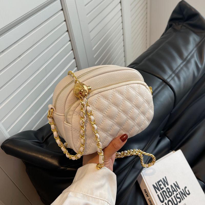Chic Versatile Chain Shoulder Bag for Women Small Square Bag Textured Niche Monochromatic Crossbody Bag Women's Bag