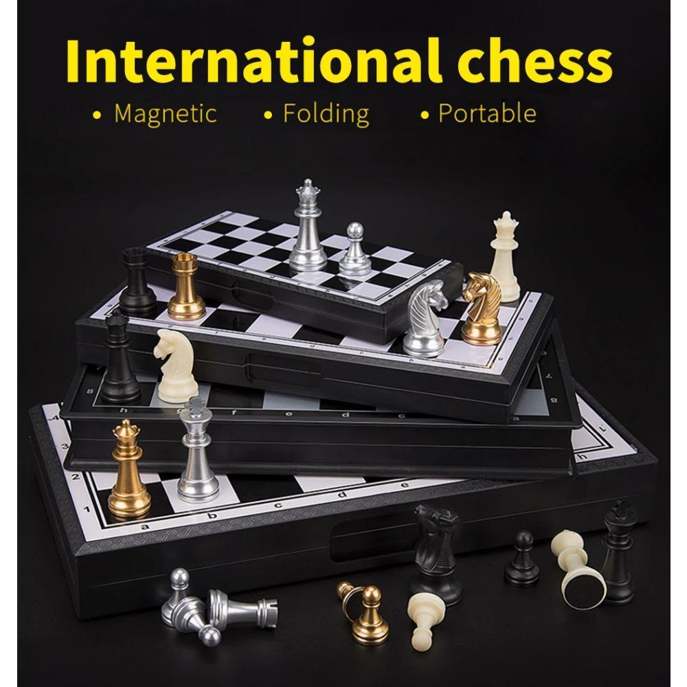 Portable Special Magnetic Chess Backgammon Checkers Set Big Board Draughts Entertainment Christmas Travel Games Aldult Kids Gift