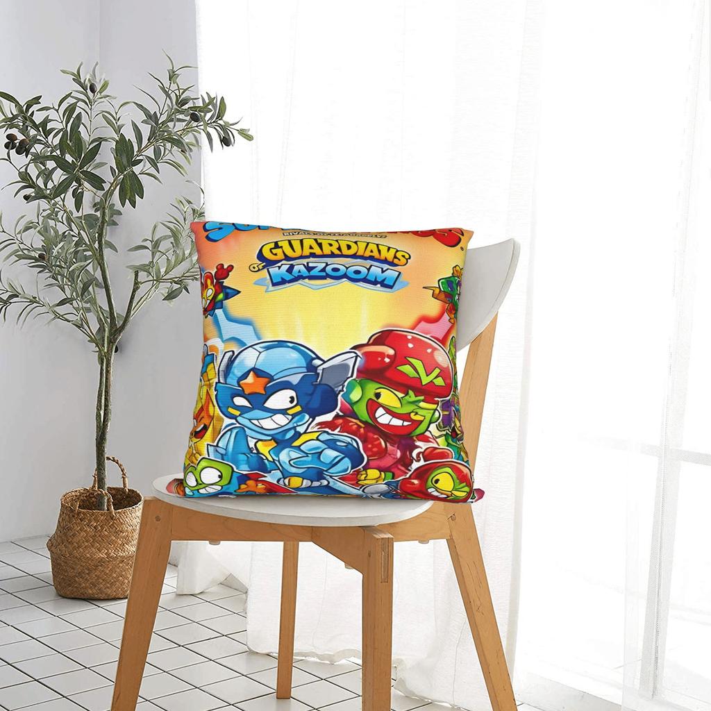 SuperThings Cartoon Square Pillow Cases Super Zings Kindergarten Cushion Cover Custom Zipper Pillowcase for Living Room 18"x18"