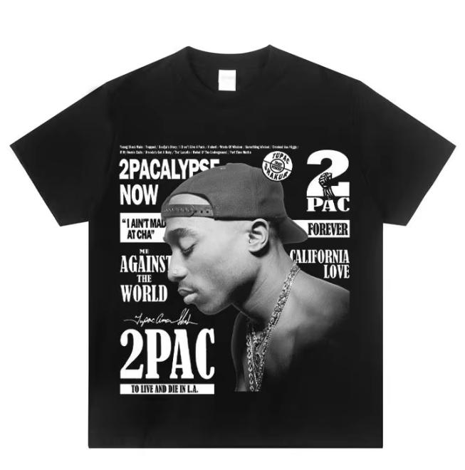 

2PAC Tupac American Rap Rapper 2026 New T-Shirt Unisex 100% Cotton Loose Crew Neck West Coast Rock Trend Short Women 4XL