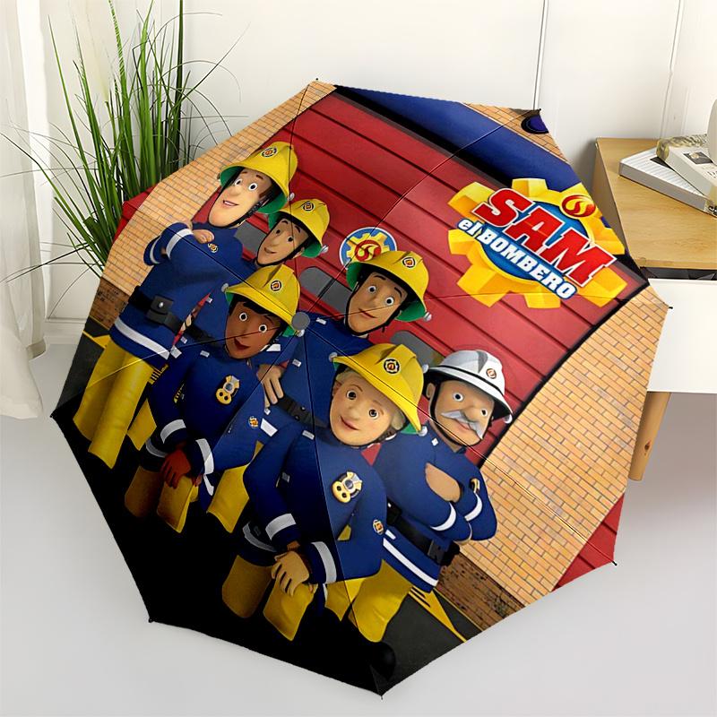 

Fireman Fire trucks Themed Travel Umbrella-8 Ribs Automatic Opening and Closing, Portable Folding Design, Compact and Stylish Umbrella Suita