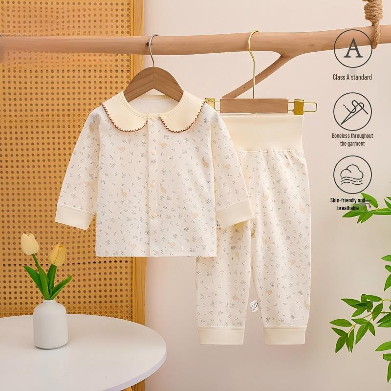 Spring & Autumn Baby Cotton High-Waist Seamless Two-Piece Set - Princess & British Style 66cm