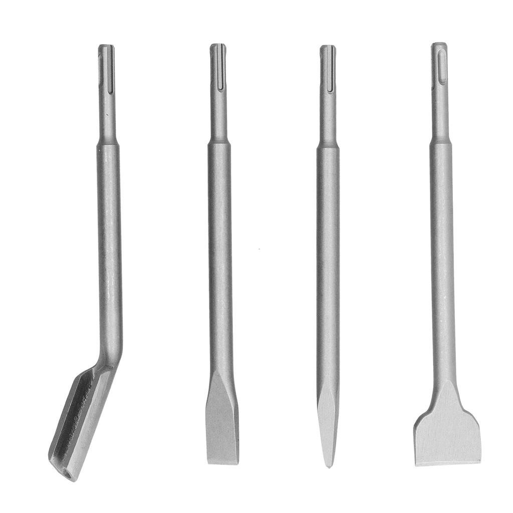 4PCS Chisel Hammer Drill Bits Concrete Hammer Bits Set Includuing Flat Chisel Point Chisel and