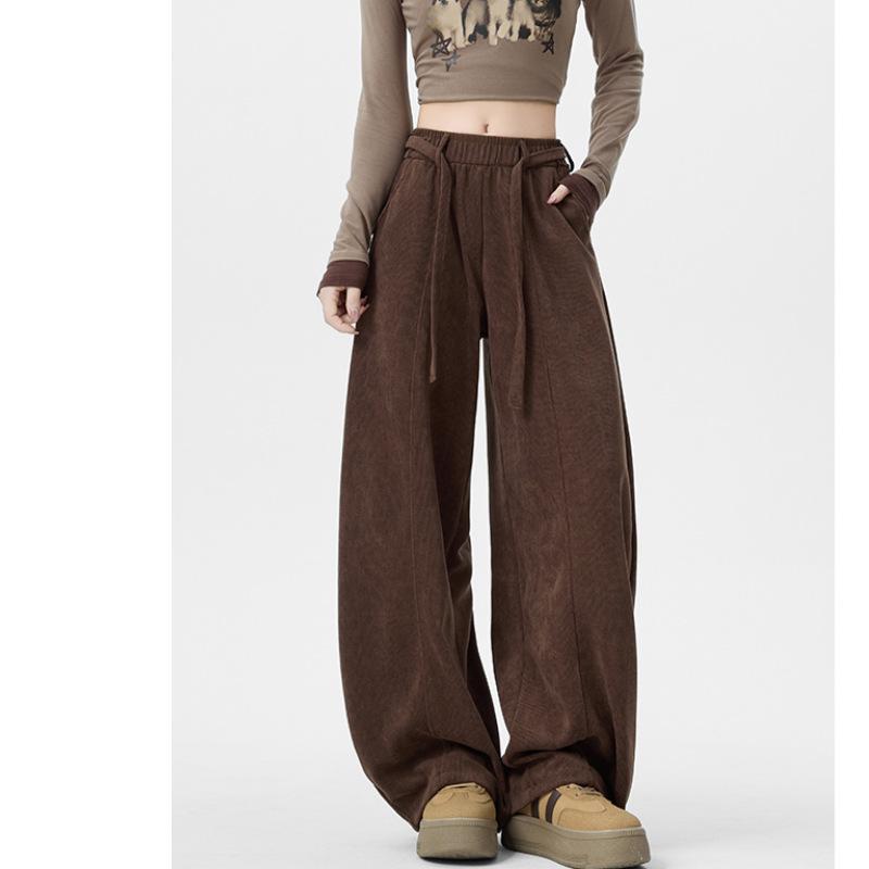 Plus Size High-Waist Casual Wide-Leg Pants for Women - Autumn/Winter Collection