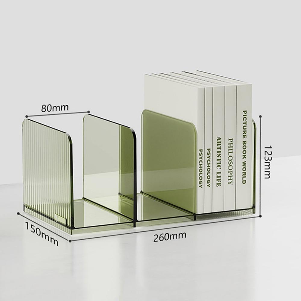 2025 Transparent Bookends Stand PET Bookend Storage Rack Book Holder Desktop Decorative