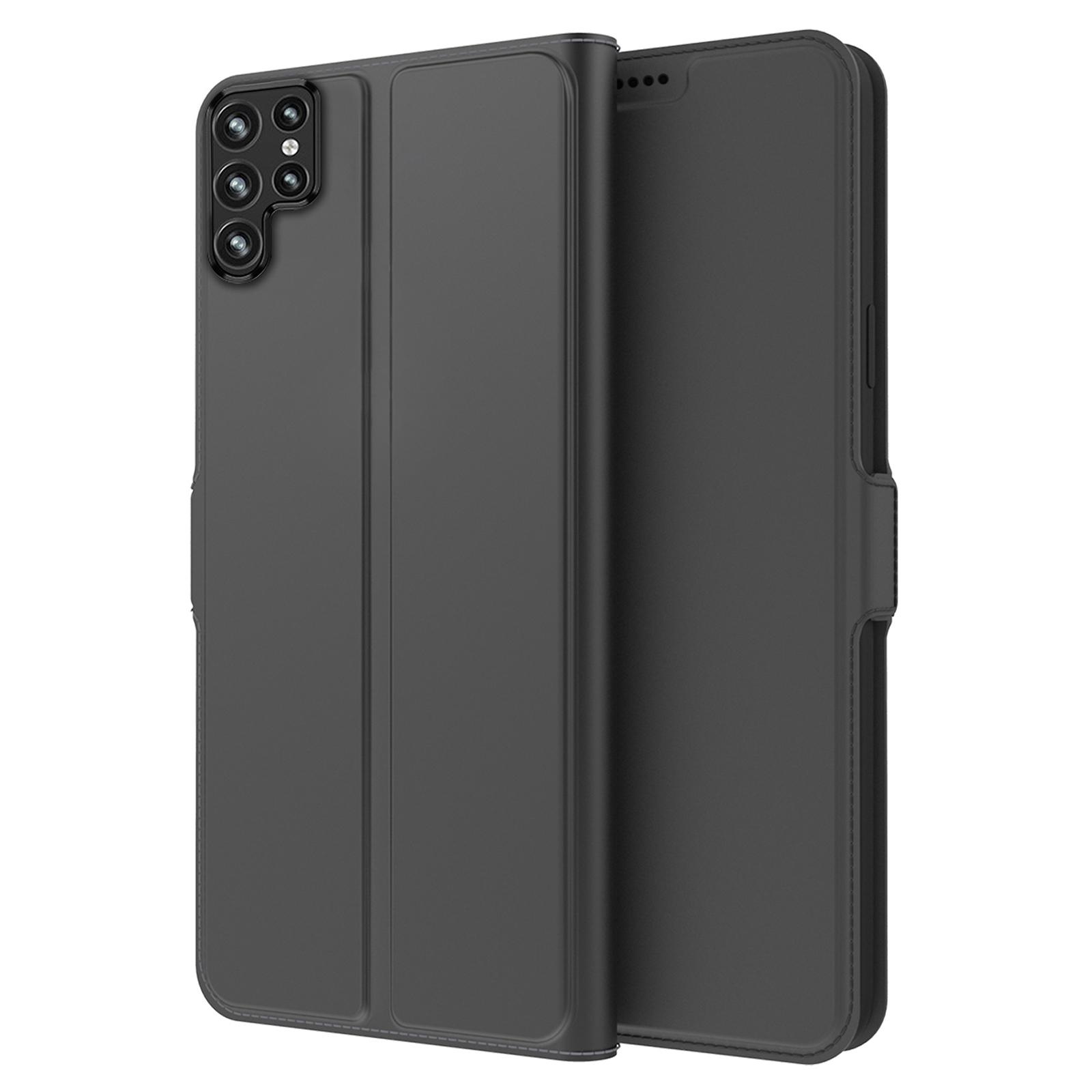 

PU Leather Phone Case for Samsung Galaxy S24 Ultra Card Slot Phone Cover Stand Shell Black