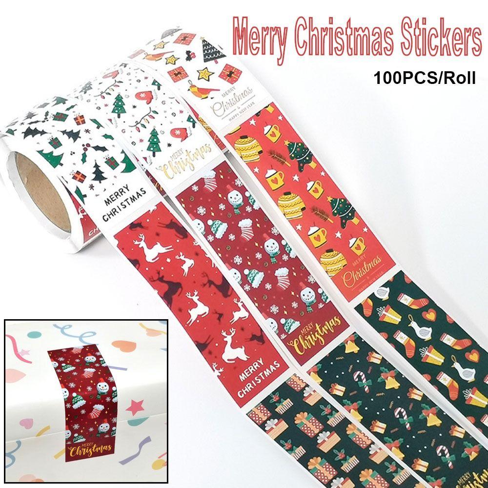XmasTree Happy New Year Santa Claus Snowman Greeting Tags Sealing Labels Merry Christmas Stickers
