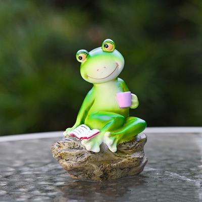 Desktop Ornament Resin Frog Ornament Cute Cartoon Animal Sculpture Creative Waterproof Miniatures Figurine Home