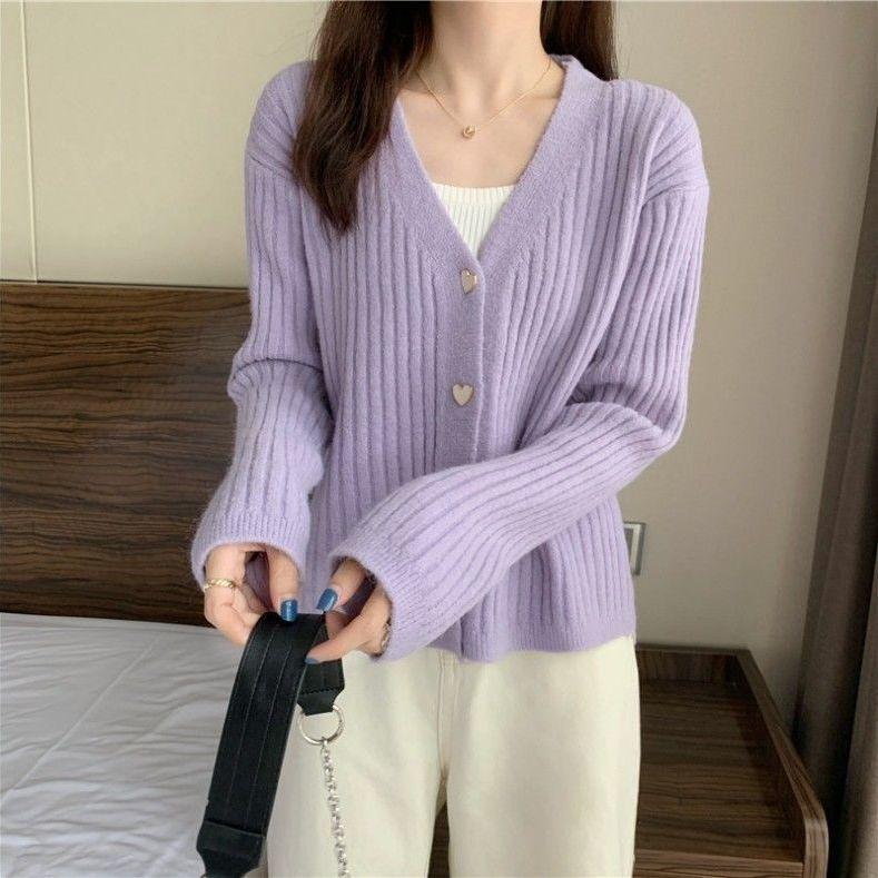 

Универсальный свитер для женщин ранняя осень свободный топ нежный вязаный кардиган короткая верхняя одежда ленивый стиль XL