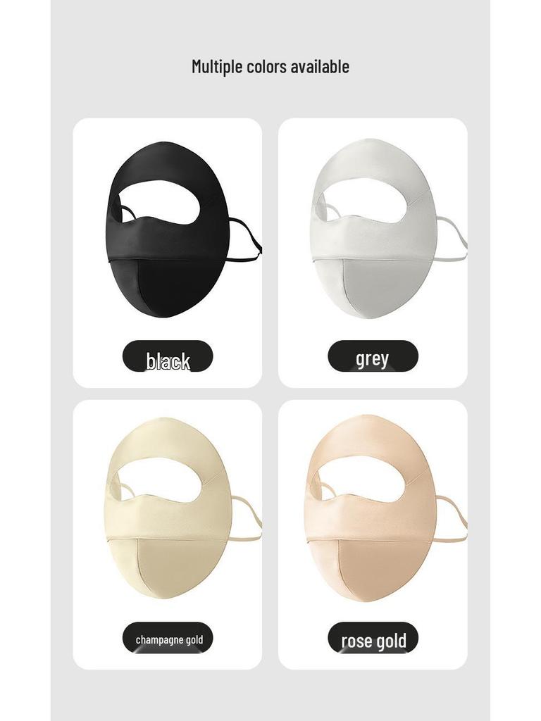 100% Mulberry Silk Facekini: Anti-UV, Sensitive Skin Protection, Summer Full Face Sunscreen Mask for Women