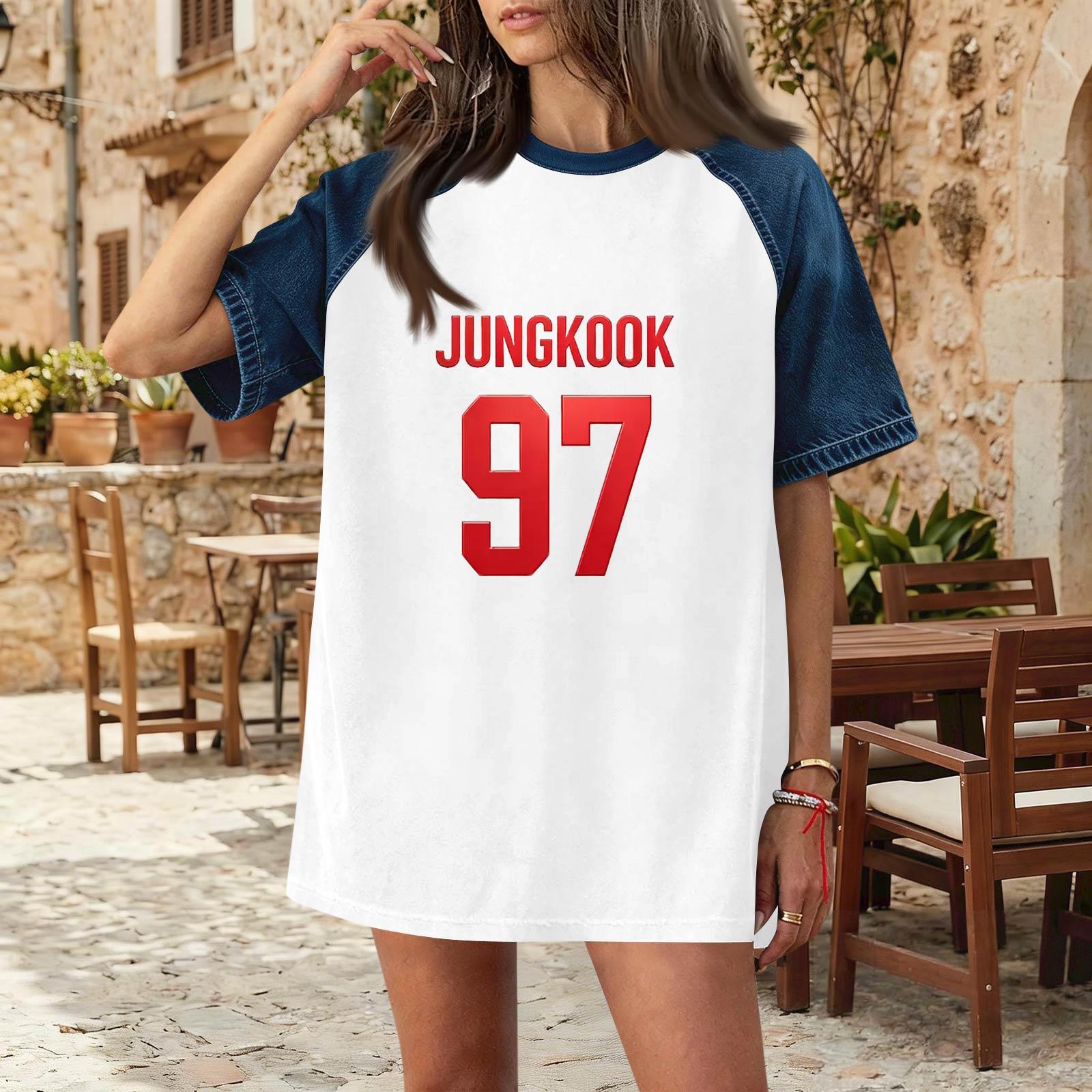 

Women s Denim Patchwork Top, Casual Short-sleeved Comfortable T-shirt, Fashionable For Spring And Summer. XL білий