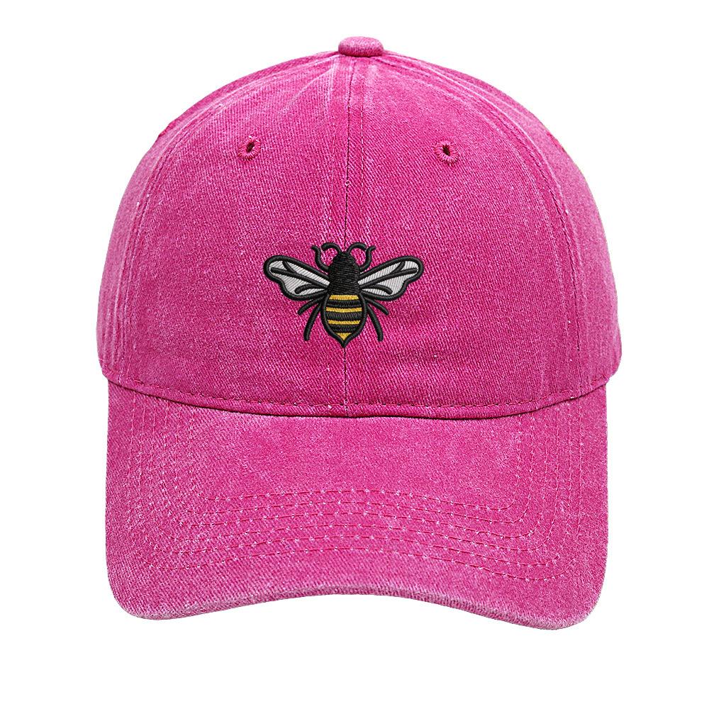 Bee baseball cap cartoon cute embroidery cap European and American retro washed old men's and women's casual hat