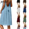 Abiti Casual Senza Maniche Stampa Colore Unico Estate Primavera Moda