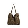 Leopard Print Canvas Shoulder Bag for Women - 2025 Trendy Large Capacity Tote