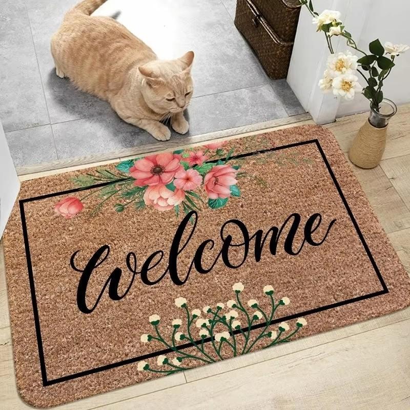 Brief und Blumen Fußmatte Willkommensmatte Küchenteppich Eingangstürmatte Bodendekoration Badematte Rutschfeste Fußmatte