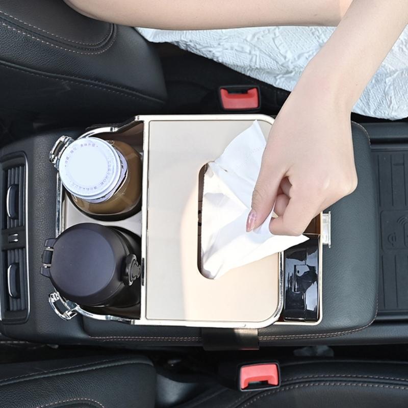 Multifunktionaler Auto-Armlehnen-Aufbewahrungsbox-Wasserbecherhalter, universeller Armlehnen-Taschentuchhalter fürs Auto mit Getränkehalter