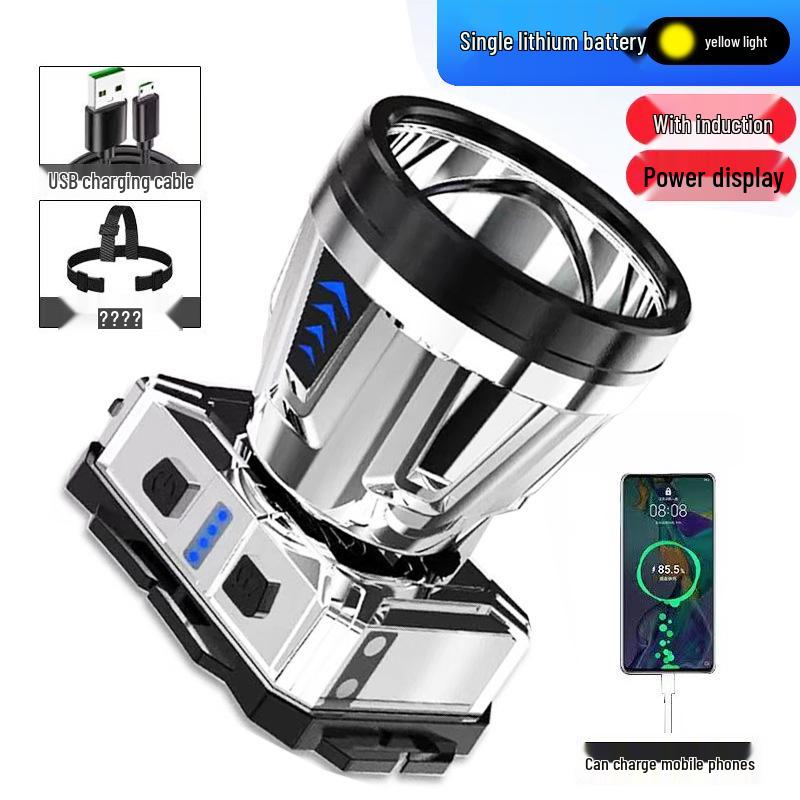 

Налобный сверхъяркий водонепроницаемый светодиодный фонарь с индукционным управлением и долговечной литиевой батареей для зарядки мобильных телефонов