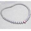 Peach Heart Zircon Necklace Pink Diamond Full Diamond Love Necklace Real Gold Electroplating Vl128
